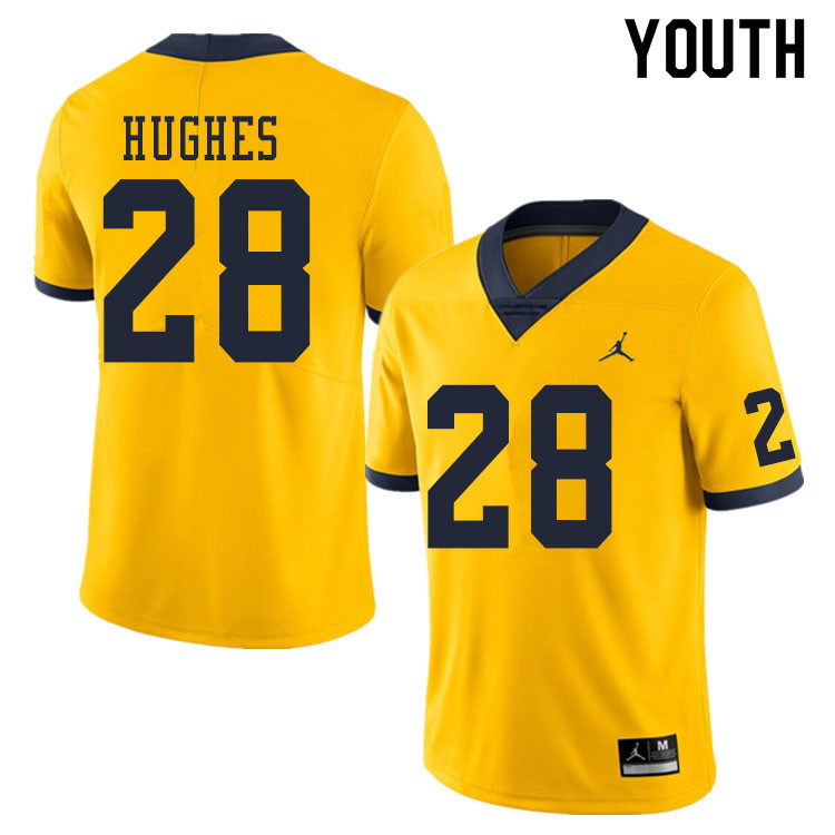 Youth #28 Danny Hughes Michigan Wolverines College Football Jerseys Sale-Yellow